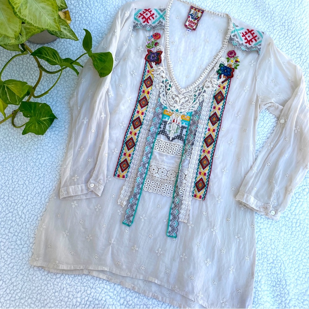 Johnny Was blouse size small embroidered tunic